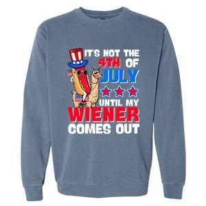 ItS Not 4th Of July Until My Wiener Comes Out Hotdog Llama Gift Garment-Dyed Sweatshirt