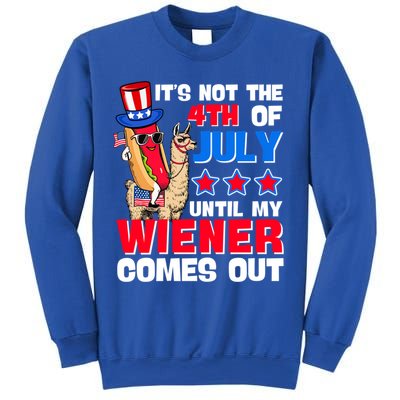ItS Not 4th Of July Until My Wiener Comes Out Hotdog Llama Gift Sweatshirt