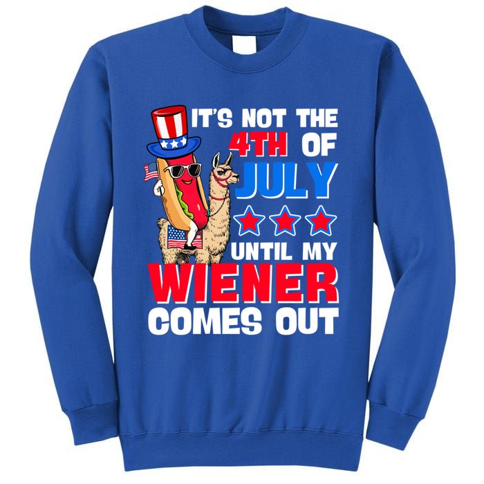 ItS Not 4th Of July Until My Wiener Comes Out Hotdog Llama Gift Sweatshirt