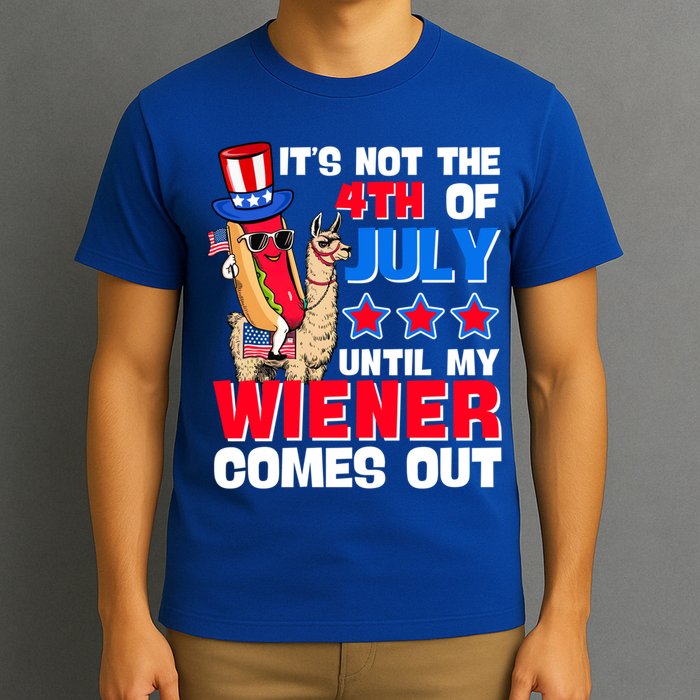 ItS Not 4th Of July Until My Wiener Comes Out Hotdog Llama Gift T-Shirt