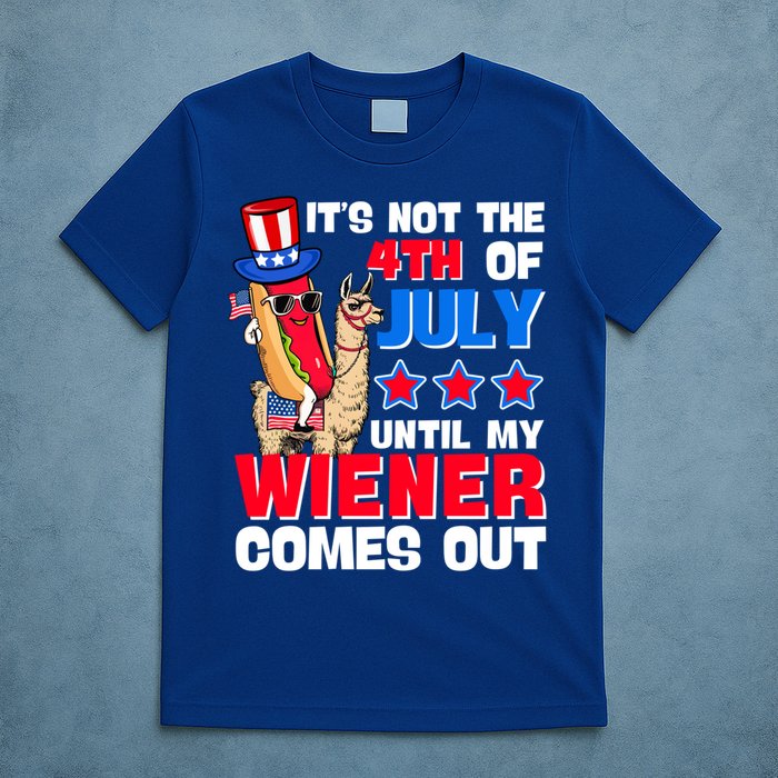 ItS Not 4th Of July Until My Wiener Comes Out Hotdog Llama Gift T-Shirt