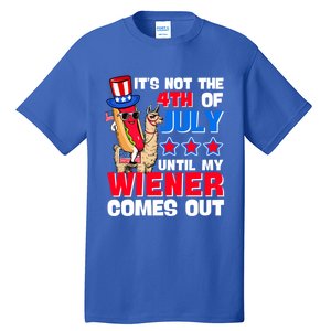 ItS Not 4th Of July Until My Wiener Comes Out Hotdog Llama Gift Tall T-Shirt