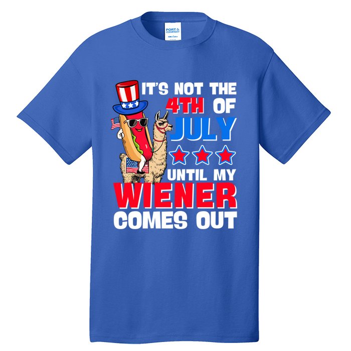 ItS Not 4th Of July Until My Wiener Comes Out Hotdog Llama Gift Tall T-Shirt