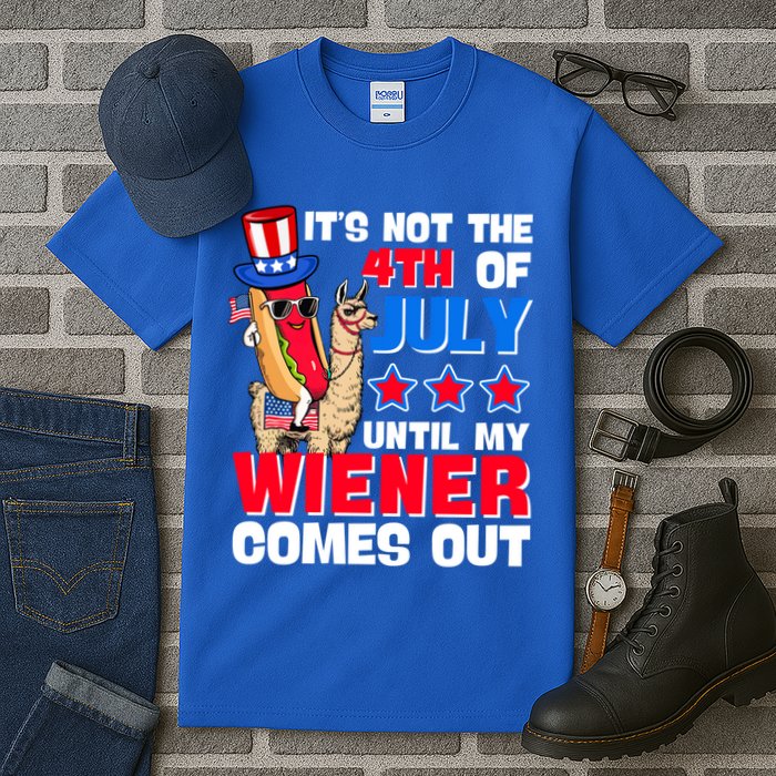 ItS Not 4th Of July Until My Wiener Comes Out Hotdog Llama Gift Tall T-Shirt