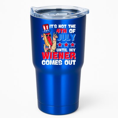 ItS Not 4th Of July Until My Wiener Comes Out Hotdog Llama Gift Tumbler