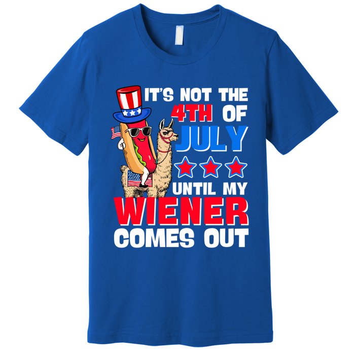 ItS Not 4th Of July Until My Wiener Comes Out Hotdog Llama Gift Premium T-Shirt