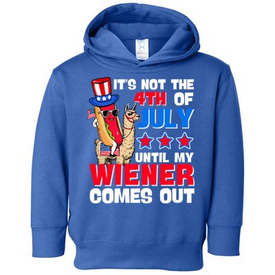 ItS Not 4th Of July Until My Wiener Comes Out Hotdog Llama Gift Toddler Hoodie