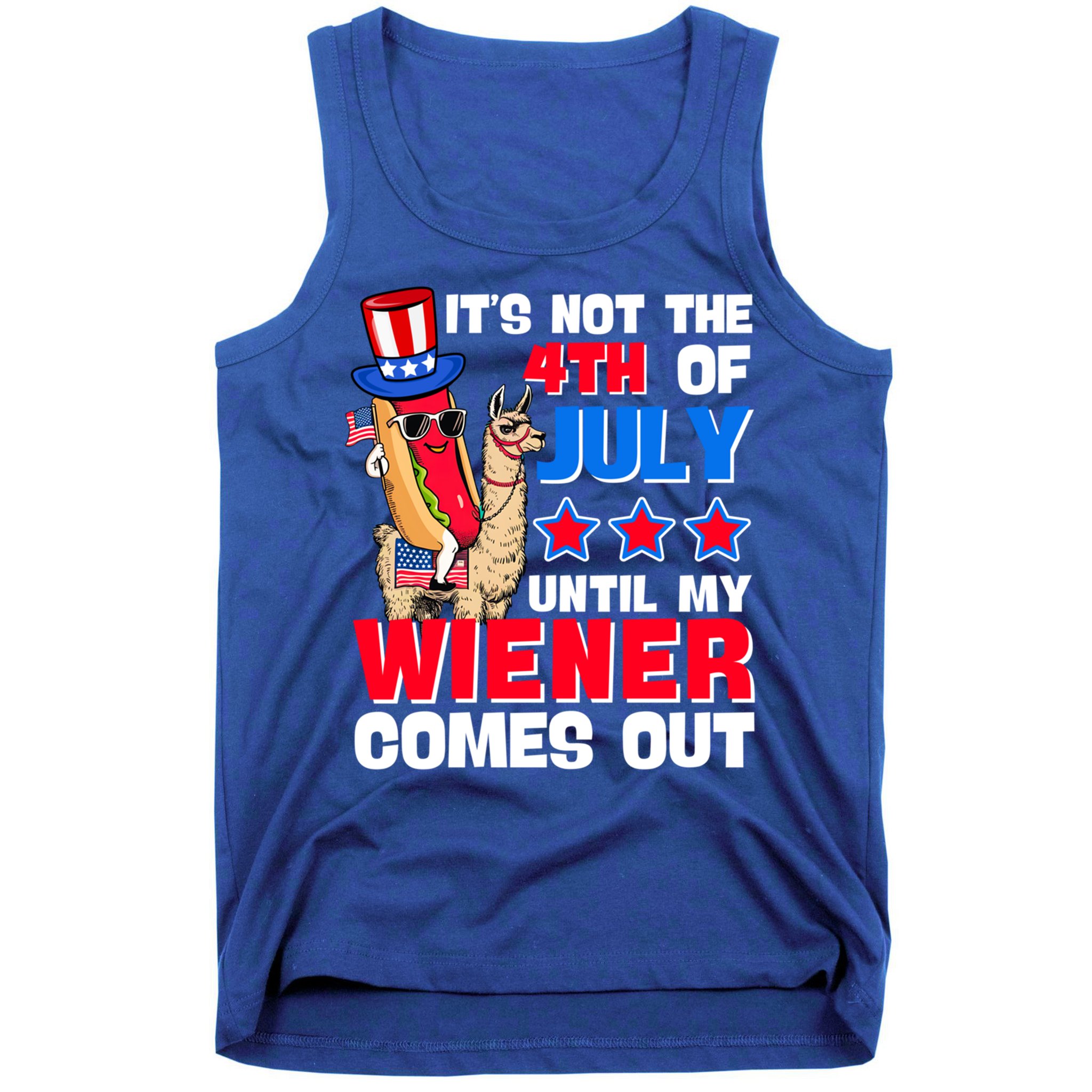 ItS Not 4th Of July Until My Wiener Comes Out Hotdog Llama Gift Tank Top