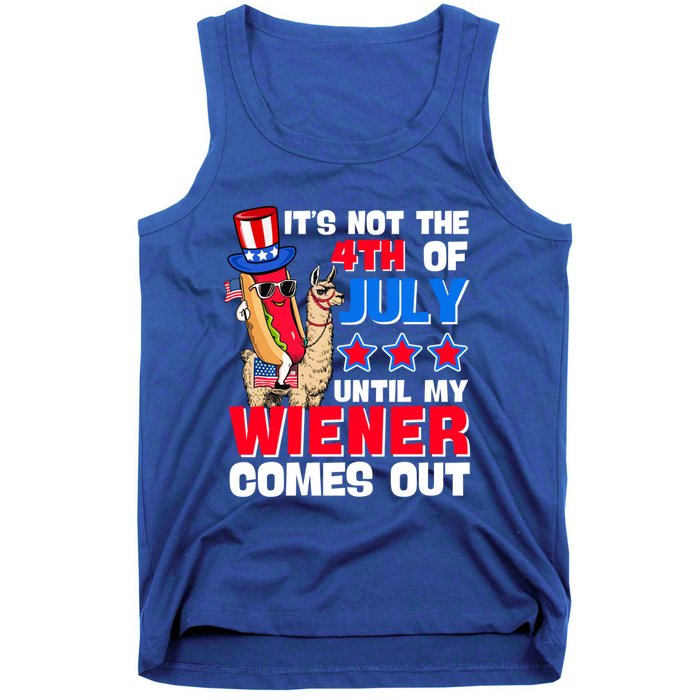 ItS Not 4th Of July Until My Wiener Comes Out Hotdog Llama Gift Tank Top