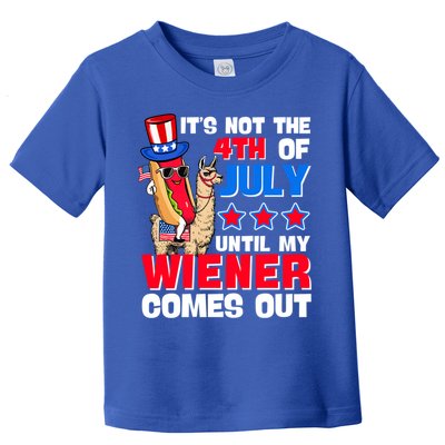 ItS Not 4th Of July Until My Wiener Comes Out Hotdog Llama Gift Toddler T-Shirt