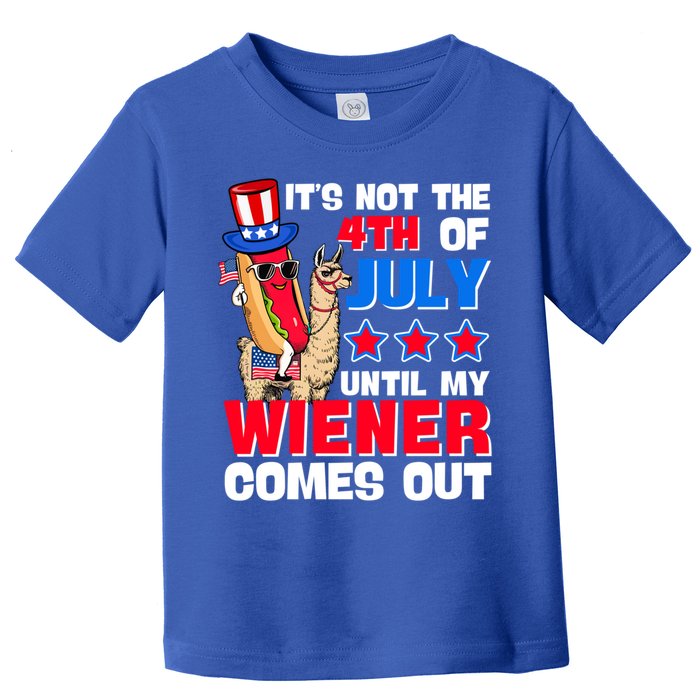 ItS Not 4th Of July Until My Wiener Comes Out Hotdog Llama Gift Toddler T-Shirt