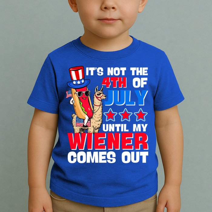 ItS Not 4th Of July Until My Wiener Comes Out Hotdog Llama Gift Toddler T-Shirt