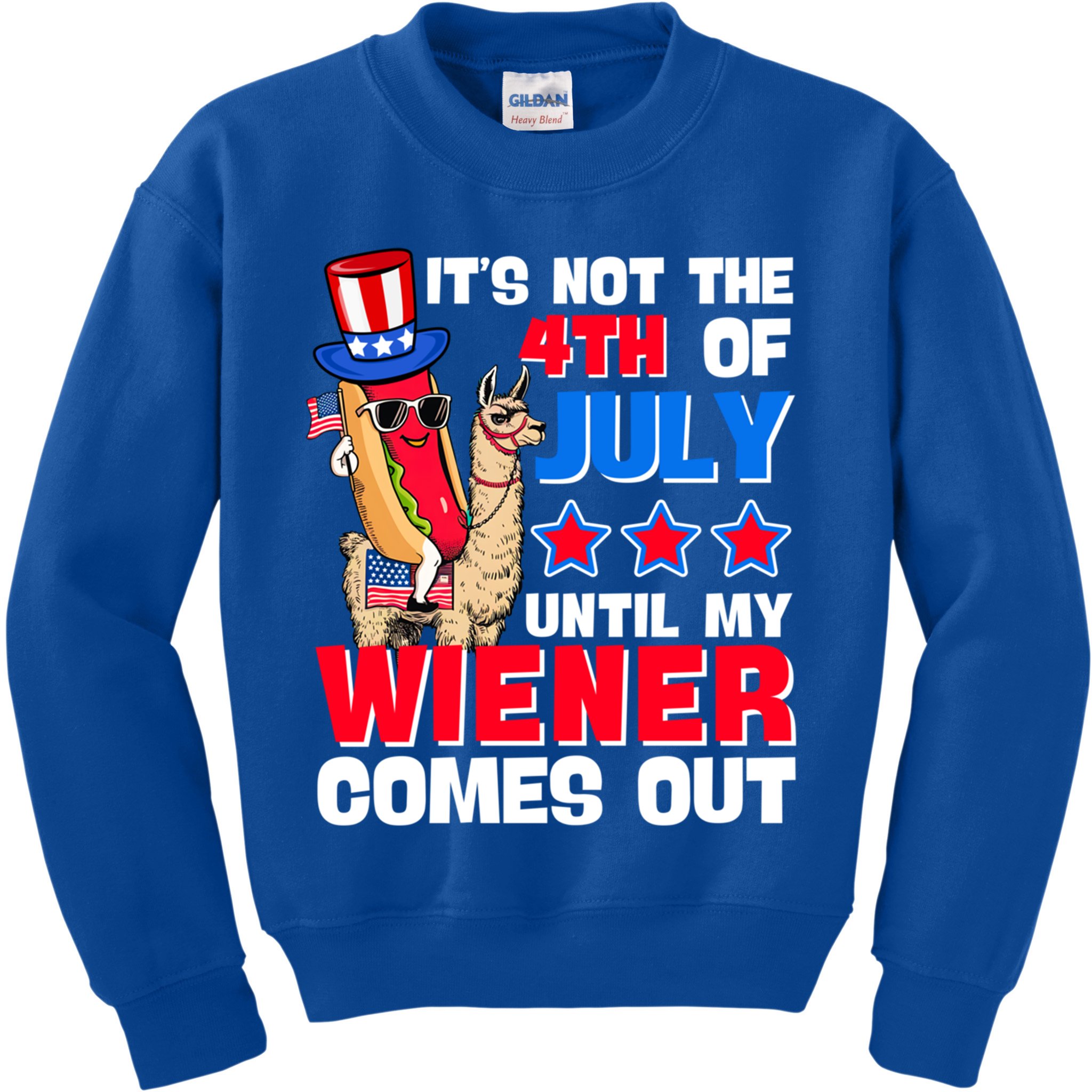 ItS Not 4th Of July Until My Wiener Comes Out Hotdog Llama Gift Kids Sweatshirt