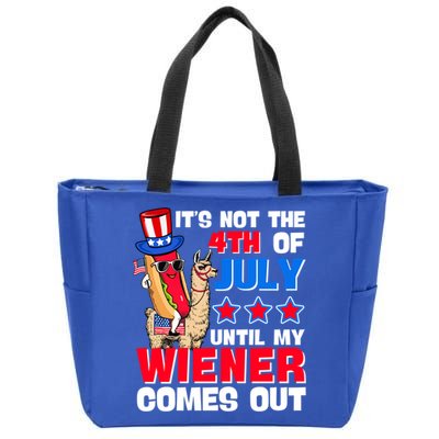 ItS Not 4th Of July Until My Wiener Comes Out Hotdog Llama Gift Zip Tote Bag