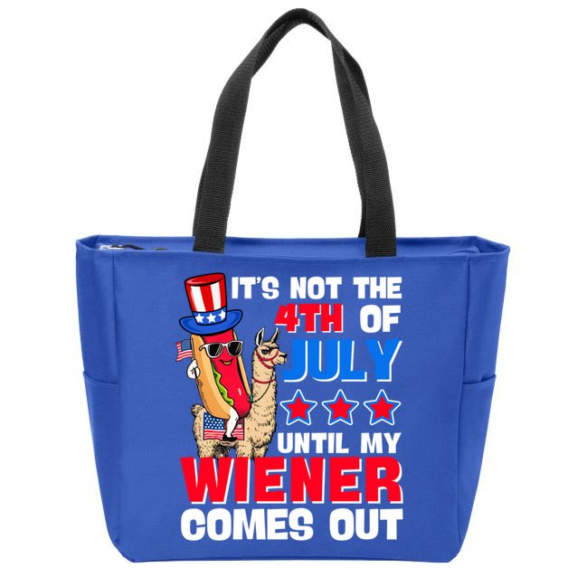 ItS Not 4th Of July Until My Wiener Comes Out Hotdog Llama Gift Zip Tote Bag