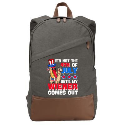 ItS Not 4th Of July Until My Wiener Comes Out Hotdog Llama Gift Cotton Canvas Backpack