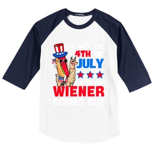 ItS Not 4th Of July Until My Wiener Comes Out Hotdog Llama Gift Baseball Sleeve Shirt