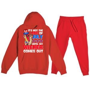 ItS Not 4th Of July Until My Wiener Comes Out Hotdog Llama Gift Premium Hooded Sweatsuit Set