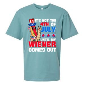 ItS Not 4th Of July Until My Wiener Comes Out Hotdog Llama Gift Sueded Cloud Jersey T-Shirt