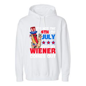 ItS Not 4th Of July Until My Wiener Comes Out Hotdog Llama Gift Garment-Dyed Fleece Hoodie