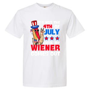 ItS Not 4th Of July Until My Wiener Comes Out Hotdog Llama Gift Garment-Dyed Heavyweight T-Shirt