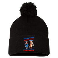 Its Not 4th Of July Until My Wiener Comes Out Funny HotDog Pom Pom 12in Knit Beanie