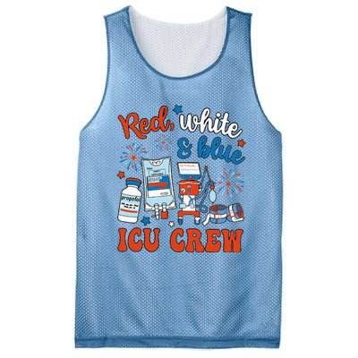 Icu Nurse 4th July Independence Day Red White Blue Mesh Reversible Basketball Jersey Tank