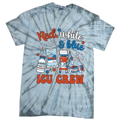 Icu Nurse 4th July Independence Day Red White Blue Tie-Dye T-Shirt