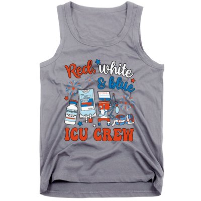 Icu Nurse 4th July Independence Day Red White Blue Tank Top