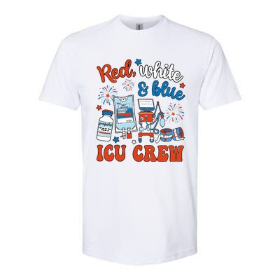 Icu Nurse 4th July Independence Day Red White Blue Softstyle CVC T-Shirt