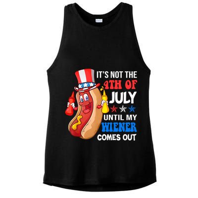 Its Not 4th Of July Until My Wiener Comes Out Funny HotDog Ladies PosiCharge Tri-Blend Wicking Tank
