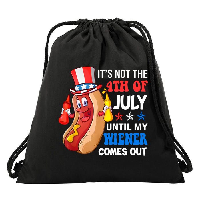 Its Not 4th Of July Until My Wiener Comes Out Funny HotDog Drawstring Bag