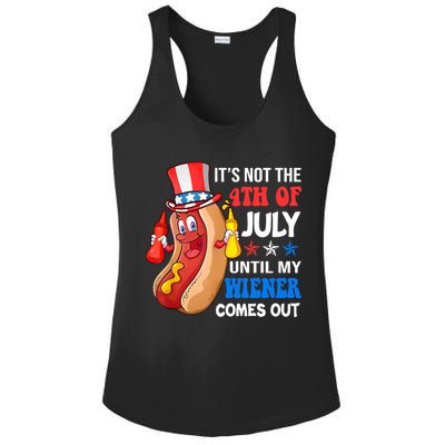 Its Not 4th Of July Until My Wiener Comes Out Funny HotDog Ladies PosiCharge Competitor Racerback Tank