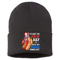 Its Not 4th Of July Until My Wiener Comes Out Funny HotDog Sustainable Knit Beanie