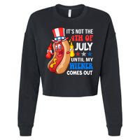 Its Not 4th Of July Until My Wiener Comes Out Funny HotDog Cropped Pullover Crew