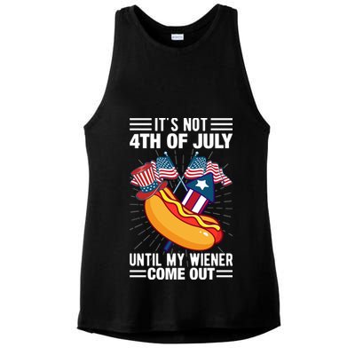 Its Not 4th Of July Until My Wiener Comes Out Funny HotDog Ladies PosiCharge Tri-Blend Wicking Tank