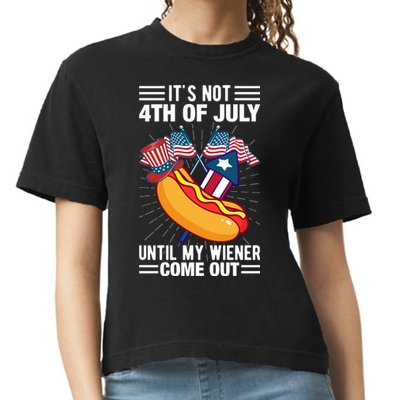Its Not 4th Of July Until My Wiener Comes Out Funny HotDog Comfort Colors Boxy T-Shirt