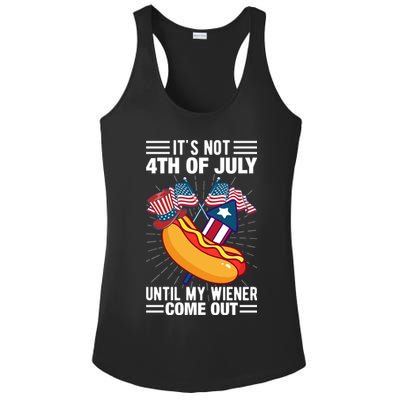 Its Not 4th Of July Until My Wiener Comes Out Funny HotDog Ladies PosiCharge Competitor Racerback Tank