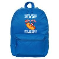 Its Not 4th Of July Until My Wiener Comes Out Funny HotDog 16 in Basic Backpack