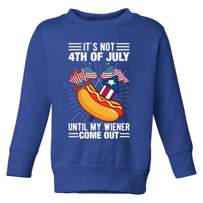 Its Not 4th Of July Until My Wiener Comes Out Funny HotDog Toddler Sweatshirt