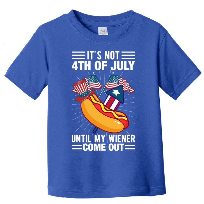 Its Not 4th Of July Until My Wiener Comes Out Funny HotDog Toddler T-Shirt