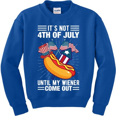 Its Not 4th Of July Until My Wiener Comes Out Funny HotDog Kids Sweatshirt