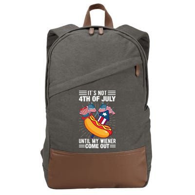 Its Not 4th Of July Until My Wiener Comes Out Funny HotDog Cotton Canvas Backpack