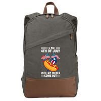 Its Not 4th Of July Until My Wiener Comes Out Funny HotDog Cotton Canvas Backpack