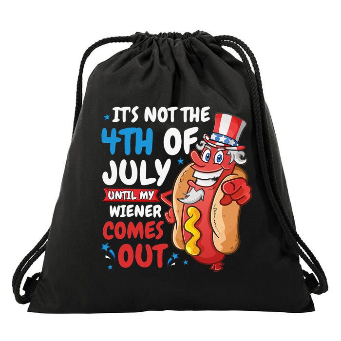 Its not 4th of july until my wiener comes out Drawstring Bag