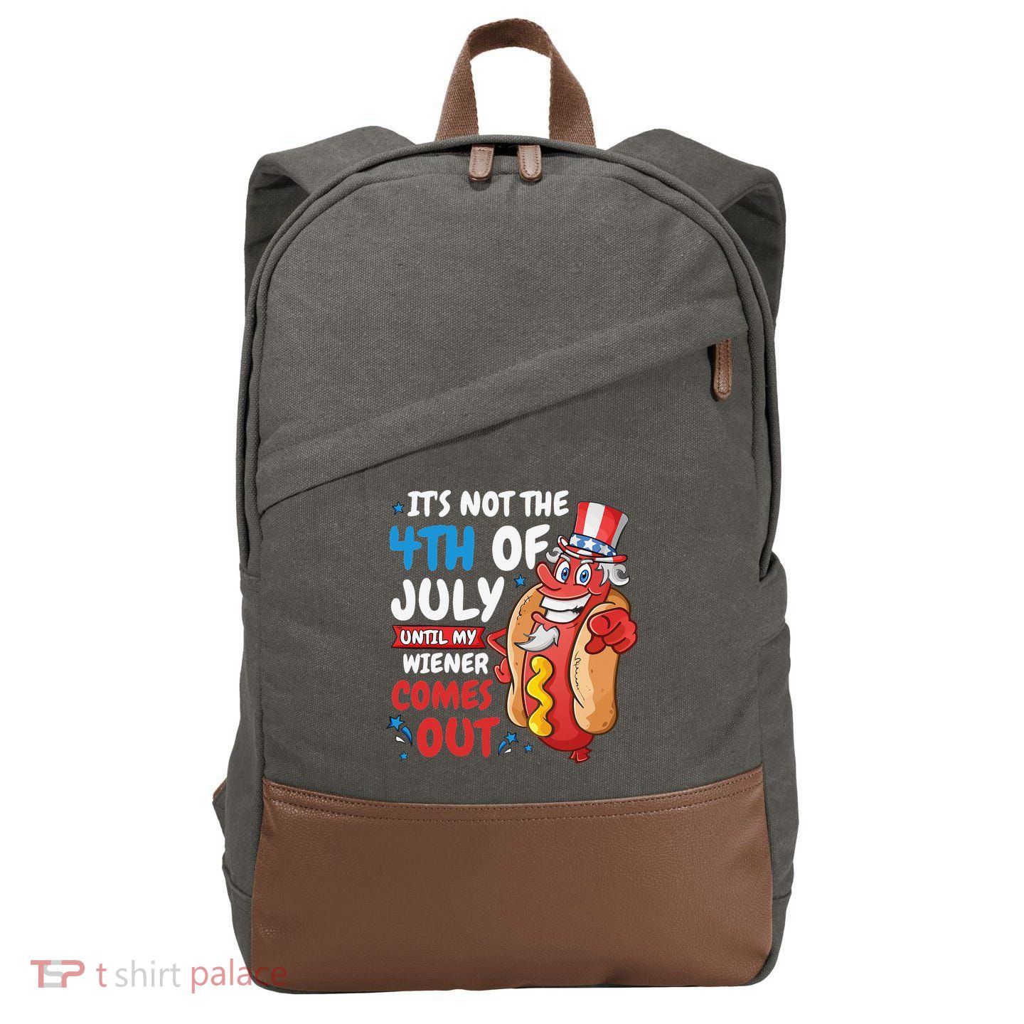 Its not 4th of july until my wiener comes out Cotton Canvas Backpack