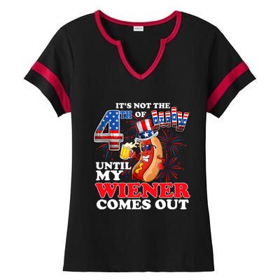 Its Not 4th Of July Until My Weiner Comes Out Ladies Halftime Notch Neck Tee