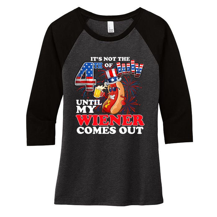 Its Not 4th Of July Until My Weiner Comes Out Women's Tri-Blend 3/4-Sleeve Raglan Shirt