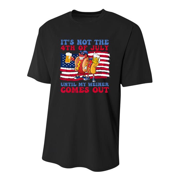 It's Not 4th Of July Until My Weiner Comes Out Funny Party Youth Performance Sprint T-Shirt