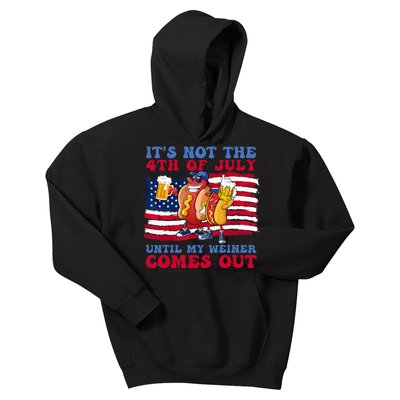 It's Not 4th Of July Until My Weiner Comes Out Funny Party Kids Hoodie